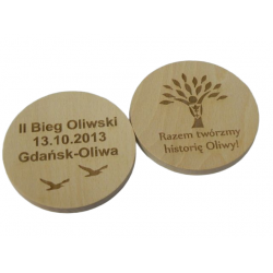 Medal drewniany grawerowany + logo
